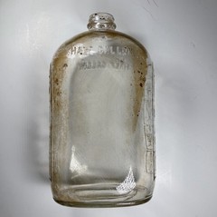 Vintage Clear Glass Half Gallon Bottle Embossed Grape Vine Leaf Design Flask Jug