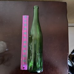 Vintage Green Long Neck Wine Bottle 13.25” Tall, 4/5 Qt.