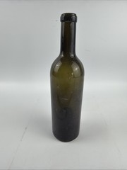 Antique Olive Black Glass Wine Bottle Deep Push Up Base Primitive 9.75”