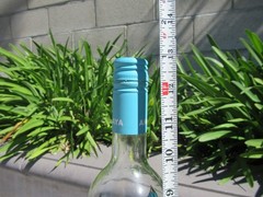 Hand Painted Empty Clear Wine Bottle, Leaves Shades of Blue, Green and Purple