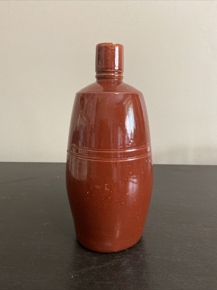 VINTAGE LANCERS WINE BOTTLE RED/BROWN STONEWARE JUG 9&Prime; PORTUGAL EUC!