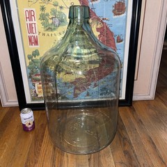 VTG HUGE 1936 Carboy 12 Gal. Bottle Jug DemiJohn 26” Aqua Hand Blown Glass RARE!