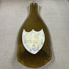 Cuvee Dom Perignon Vintage 1992 Heat Flattened Bottle Amber Glass Tray Wall Art