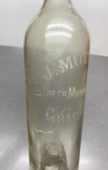 Antique Vintage French Glass Wine Bottle Etched J. Mottet & Co