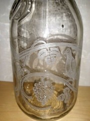 Vintage Wine Carafe Decanter Norman Kosarin 1988 Paul Masson Etched Birds Grapes