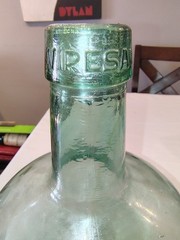 Vintage French Viresa Bottle Demijohn Wine Jug 12&Prime; Green Glass Marked « J »
