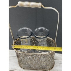 Vintage Half Liter Glass Decanter Carafes Wine/Milk Bottles Jugs In Carrier