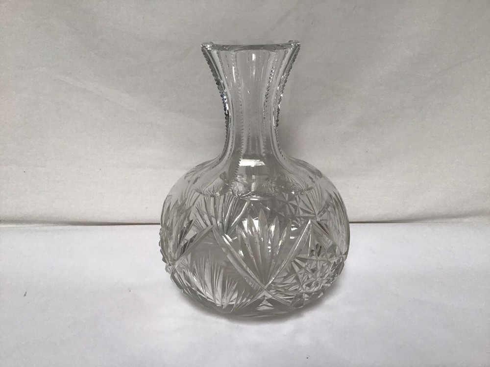 Vintage Amercian Cut Crystal Etched Wine Bottle