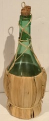 Vintage 1973 BRUNI CHIANTI GREEN BOTTLE STRAW WRAP Casa Vinicola Bruni 12” empty