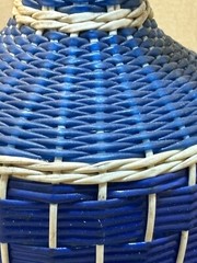 Vintage Blue Woven Wine Bottle Jug with Lid Wrapped-Albania