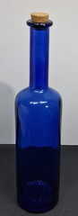 Vintage Glass Cobalt Blue Wine Liquor Bottle w/ Cork Stopper Large 13&Prime; Decor
