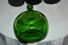 4 Vintage green glass Empty assorted bottles tall and short craft EUC