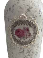 Hand painted wine bottle, unique bar decor & gifts, touch of France, Happiness.