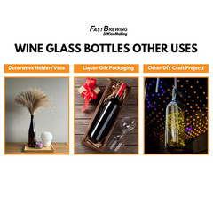 750 Ml Clear Bordeaux Wine Bottles (Pack of 6) with 12 Black PLASTIC Caps | W5 F