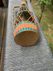 MCM Woven Wicker Wine Bottle Metal Handle