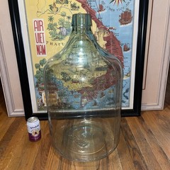 VTG HUGE 1936 Carboy 12 Gal. Bottle Jug DemiJohn 26” Aqua Hand Blown Glass RARE!