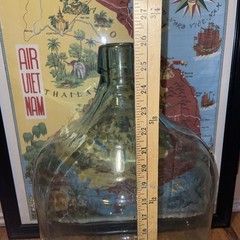 VTG HUGE 1936 Carboy 12 Gal. Bottle Jug DemiJohn 26” Aqua Hand Blown Glass RARE!