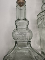 Williams Sonoma Wine Bottle Decor Clear Decanter Pressed Glass Bottle Set Of 2