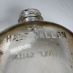 Vintage Clear Glass Half Gallon Bottle Embossed Grape Vine Leaf Design Flask Jug