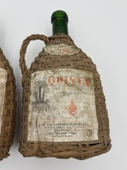 2 Vintage Wicker Case Wine Bottles 1966 – Quinta Lisbon Wine – Portugal (empty)