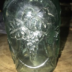 Clear Green Tint Wine Bottle With Embossed Fruit- Canada