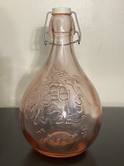 Vintage Pink Casadis Milano JUS DE FRUITS Wire Bail Stopper Wine Decanter 10.5&Prime;