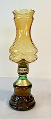 Vintage Rare Chianti Wine Bottle Decanter Lantern Oil Lamp Amber Green Glass 15&Prime;