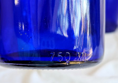 Cobalt Blue Bottles Assorted Set of 3 Candle Sticks Vases Decor 9 to 13 inch