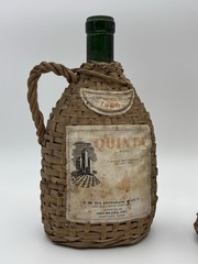 2 Vintage Wicker Case Wine Bottles 1966 – Quinta Lisbon Wine – Portugal (empty)