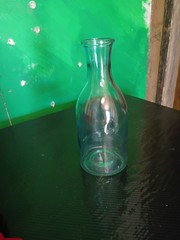 Vintage Paul Masson Since 1852 ~ 36 oz Glass Decanter Milk Bottle blue