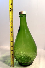 Vtg Gallo Green Emerald Glass Wine Bottle/Jug With Embossed Grapes 1/2 Gallon