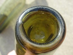 Antique Vtg Olive Green Glass French Wine Bottle Lot Deep Well Hand Applied Top