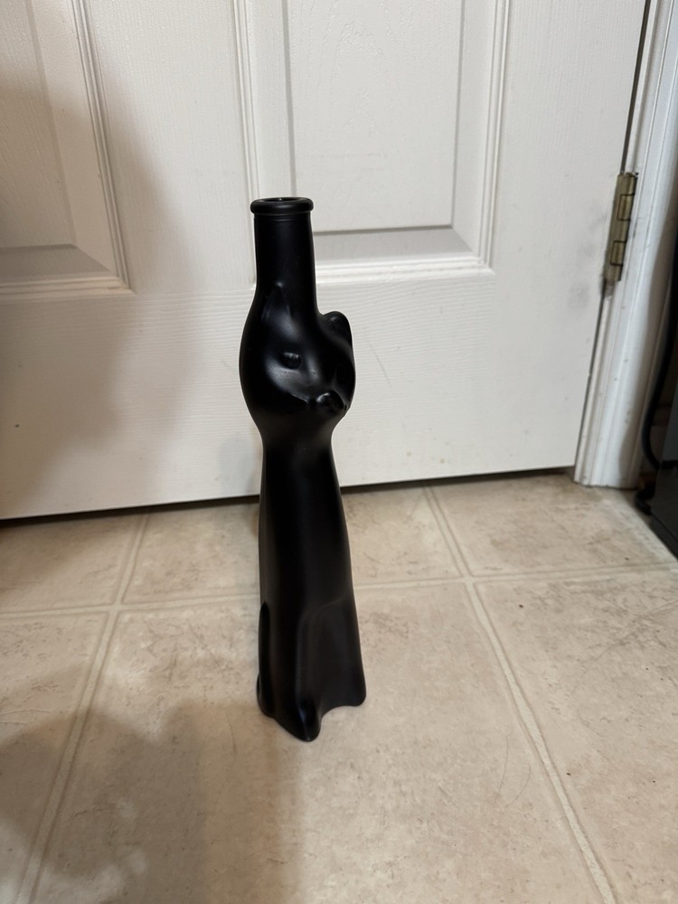 Black Cat Wine Bottle Vase Empty 13 Inches Tall 2007 Mosel Riesling Germany