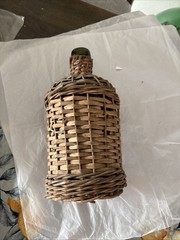 Vintage Demijohn Wicker Wine Bottle 12” Tall