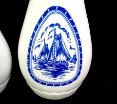 Jim Beam Milk Glass Sail Boat 2 Piece Vintage 13 1/4&Prime; Liquor Bottles 1963 EMPTY