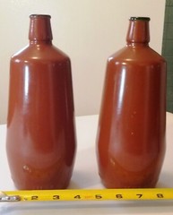 Vintage Lancers J.M. Da Fonseca Portugal 9&Prime; Glass Brown Painted Wine Bottles x2