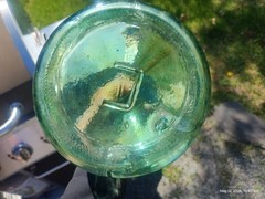 Vtg VIRESA Green Iridescenct 10&Prime; Wine Jug Patina Glass Bottle Carboy Demijohn