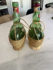 Vintage 1972 And 1973Bolla Bardolino Verona Italy Green Glass Wine Bottle Glass