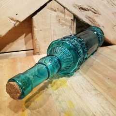Teal Blue 13&Prime; Decorative Bottle w Cork Rope & Loop Wine/Oil/Syrup – Swanky Barn
