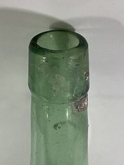 Antique Vtg. Hand Blown Wine Bottle Torpedo Round Bottom Green Glass 8”