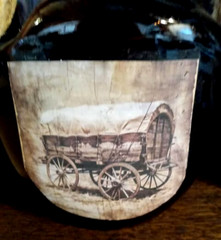 Hand Crafted Western Decorated Large One-Handled Amber Wine Bottle