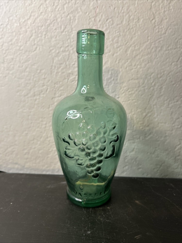 Cantine Vaselli Orvieto Translucent Blue Green Small Wine Bottle Pressed Glass