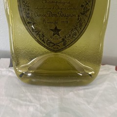 Cuvée Don Perignon 1978 Heat Flattened Green Bottle Tray Trivet Wall Art