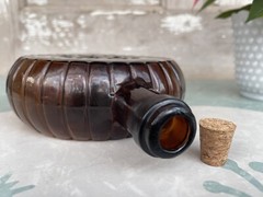 Vintage Dark Amber Vinex Wine Bottle Round Bango Cork Stopper