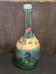 Vintage Green Glass Wine Bottle Red Fior Di California Paper Label Round *LOOK*