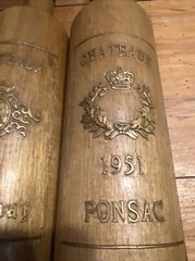 CHATEAUX PONSAC, CHATEAUX SANRENAY 19&Prime; Wood Wine Shop SIGN 1950