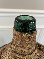 Demijohn Green Bottle Vintage Made In Barcelona Mark VBSA Wrapped In Wicker