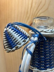 Vintage Blue Woven Wine Bottle Jug with Lid Wrapped-Albania