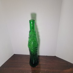 Vintage Fish Shaped Dark Green Glass Italian Wine Bottle Decanter 13&Prime;H F Mark
