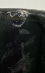 Antique 8 1/4 inch Dark Olive/Green Glass Bottle. O on Bottom. Small chip